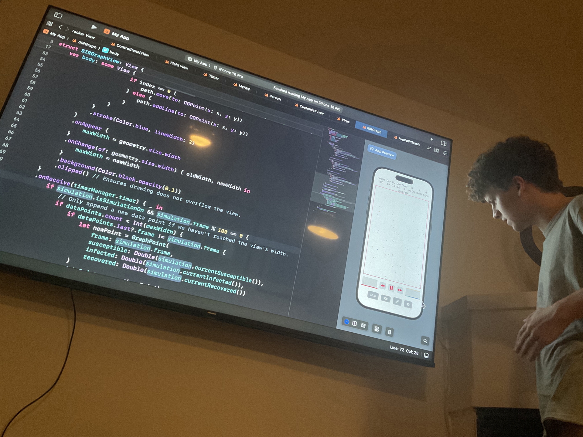 Scratch simulation of virus spread
