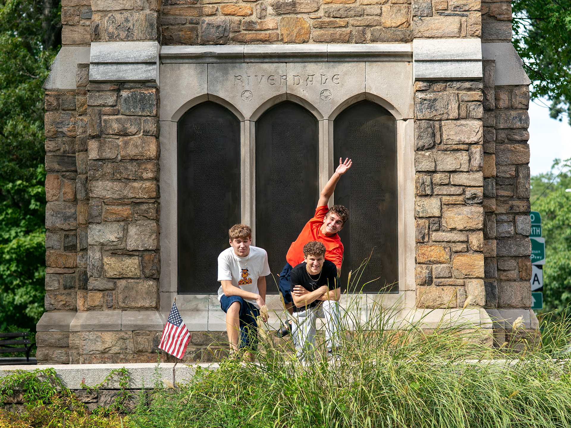 My friends an me in front of the Riverdale Bell Tower